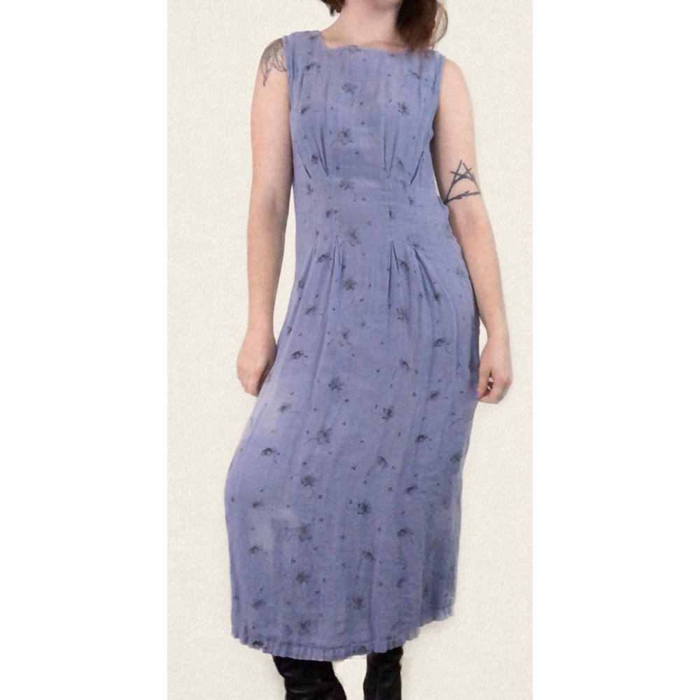 Vintage 90s Grunge Floral Purple Maxi Dress Size S